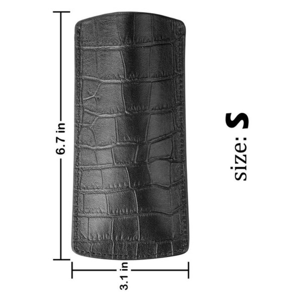 Calfskin Glasses Case – Alligator Effect, Luxury Feel Shiny Gray - Picture 3 of 3